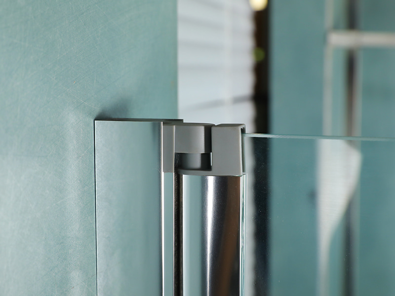 RSQA ピボットシャワーエンクロージャ、透明強化ガラス、クロムアルミニウムプロファイル、二重穴ハンドル、トレイ付き RSQA ピボットシャワーエンクロージャ、透明強化ガラス、クロムアルミニウムプロファイル、二重穴ハンドル、トレイ付き