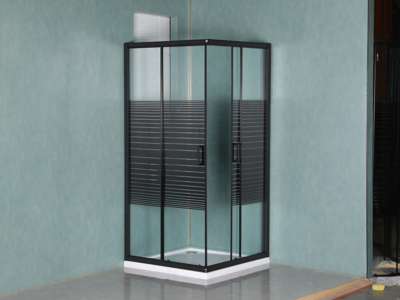 SQ 二重穴ハンドルが付いている黒いアルミニウム プロファイルの正方形のスライド シャワーのエンクロージャ SQ 二重穴ハンドルが付いている黒いアルミニウム プロファイルの正方形のスライド シャワーのエンクロージャ