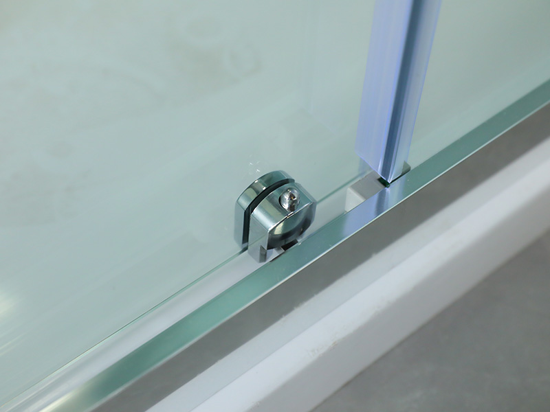 正方形のスライド式シャワーエンクロージャ、印刷付き透明強化ガラス、白いアルミニウムプロファイル、二重穴ハンドル、トレイ付き 正方形のスライド式シャワーエンクロージャ、印刷付き透明強化ガラス、白いアルミニウムプロファイル、二重穴ハンドル、トレイ付き