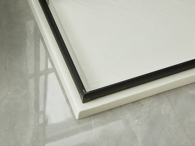 SQ スライド式シャワーエンクロージャ、透明強化ガラス、ブラックアルミニウムプロファイル、二重穴ハンドル、トレイ付き SQ スライド式シャワーエンクロージャ、透明強化ガラス、ブラックアルミニウムプロファイル、二重穴ハンドル、トレイ付き