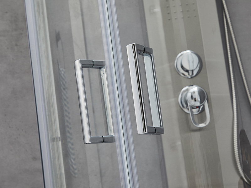 SE スライド式シャワーエンクロージャ、透明強化ガラス、クロムアルミニウムプロファイル、二重穴ハンドル、トレイなし SE スライド式シャワーエンクロージャ、透明強化ガラス、クロムアルミニウムプロファイル、二重穴ハンドル、トレイなし