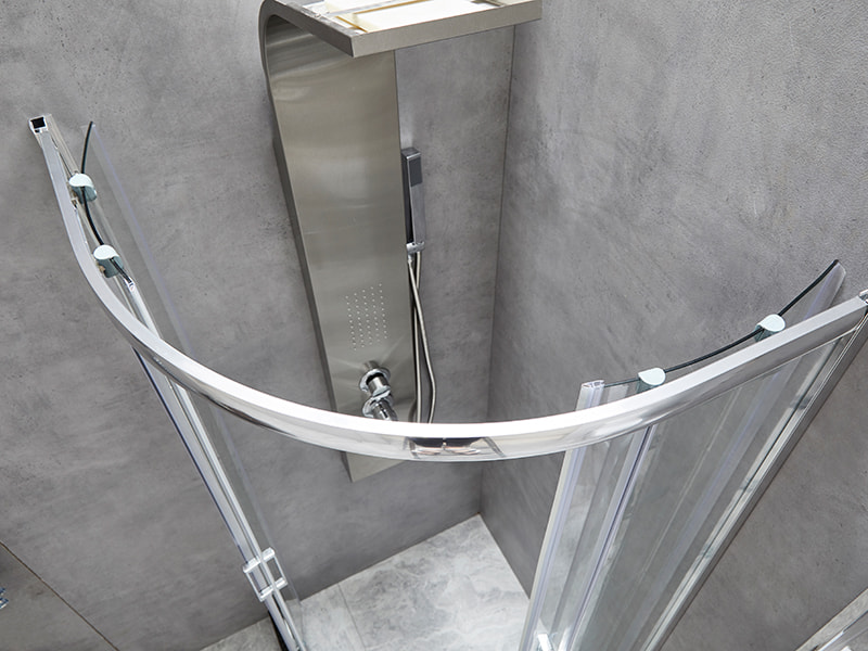 SE スライド式シャワーエンクロージャ、透明強化ガラス、クロムアルミニウムプロファイル、二重穴ハンドル、トレイなし SE スライド式シャワーエンクロージャ、透明強化ガラス、クロムアルミニウムプロファイル、二重穴ハンドル、トレイなし